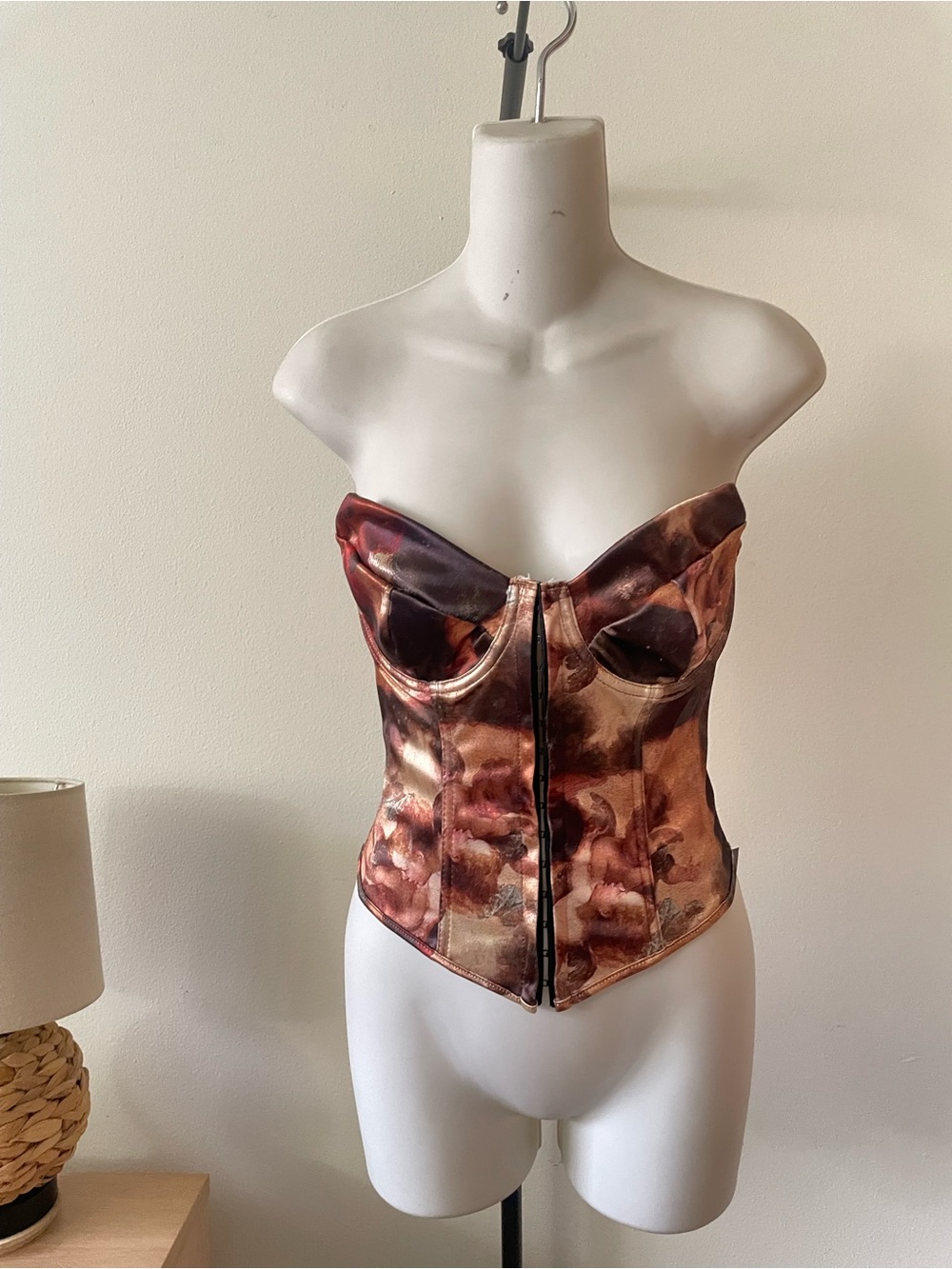 SHEIN Copper Marble Strapless Corset Top